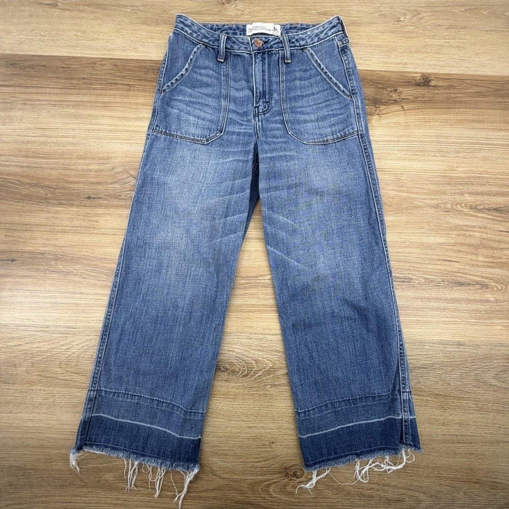 Abercrombie Fitch Stovepipe Jean Womens 4R Cropped Released Hem Wide Leg Y2K